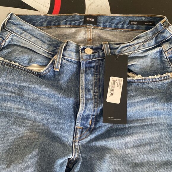 EDWIN Chrissy flare jeans frayed hem 28 / 6 in Rumour Anthropologie Free People - Picture 10 of 10